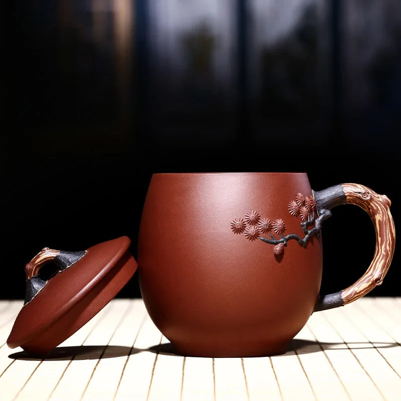 Yixing purple sand cup really pure manual cover cup tea cup tea service office glass cup prolong life