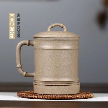 Yixing purple sand cup really pure manual filtering tank office masters cup gift mud double bamboo cups
