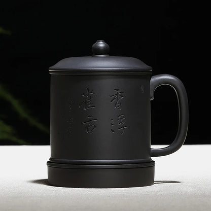 Yixing purple sand cup really pure manual office tea cups with cover the tank filter the sky black mud tank cup