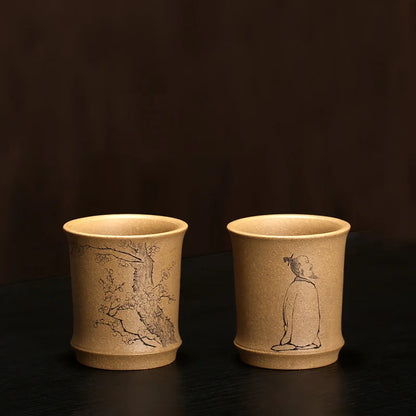 Yixing purple sand sample tea cup master cup small cup tea bowl, individual cup mud bamboo cup 120 ml