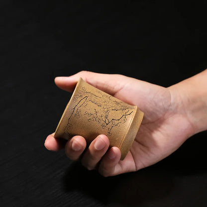 Yixing purple sand sample tea cup master cup small cup tea bowl, individual cup mud bamboo cup 120 ml