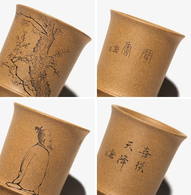 Yixing purple sand sample tea cup master cup small cup tea bowl, individual cup mud bamboo cup 120 ml
