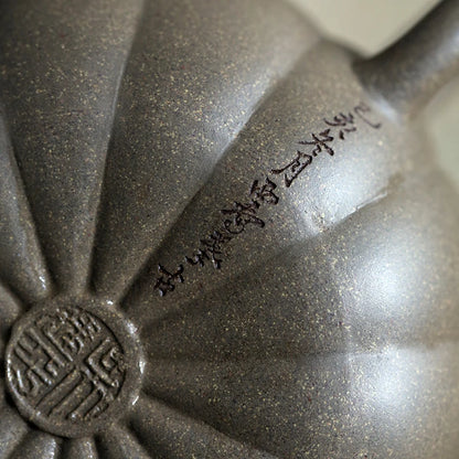 Yixing raw ore genuine famous hand-made purple clay pot section, green pumpkin pot section, old flavor carving