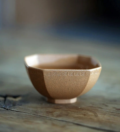 Yixing raw ore handmade purple sand pinmingbei section mud purple mud downhill mud vermilion mud square Huiwen cup 80CC