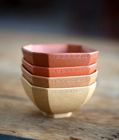 Yixing raw ore handmade purple sand pinmingbei section mud purple mud downhill mud vermilion mud square Huiwen cup 80CC