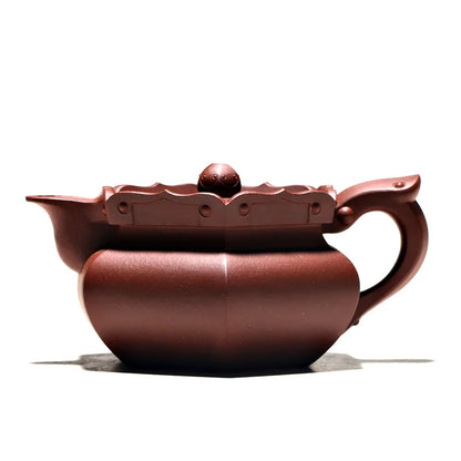 Yixing raw ore purple clay teapot pure handmade tea set Kungfu teapot bottom groove green monk hat teapot 230cc