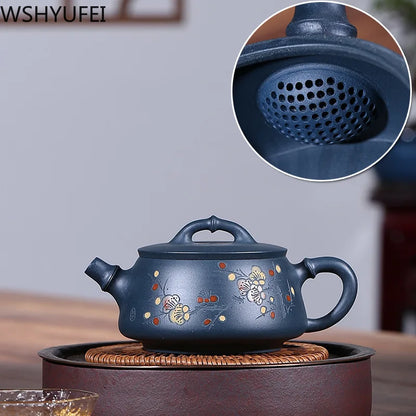 Yixing tea pot purple clay Stone scoop teapot Chinese handmade Tea set Raw ore custom Authentic 188 ball hole filter 240ml