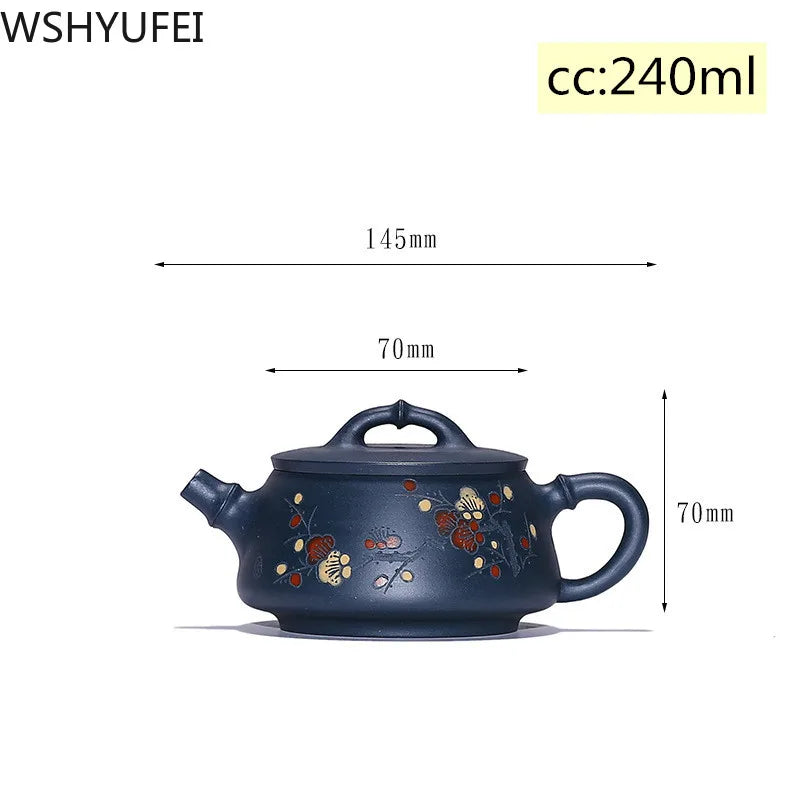 Yixing tea pot purple clay Stone scoop teapot Chinese handmade Tea set Raw ore custom Authentic 188 ball hole filter 240ml