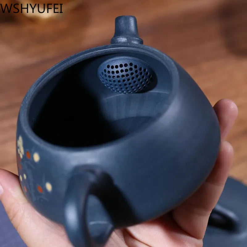 Yixing tea pot purple clay Stone scoop teapot Chinese handmade Tea set Raw ore custom Authentic 188 ball hole filter 240ml