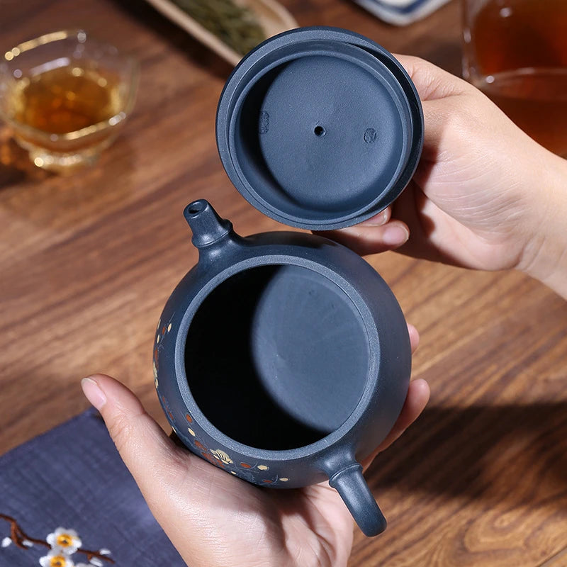 Yixing tea pot purple clay Stone scoop teapot Chinese handmade Tea set Raw ore custom Authentic 188 ball hole filter 240ml