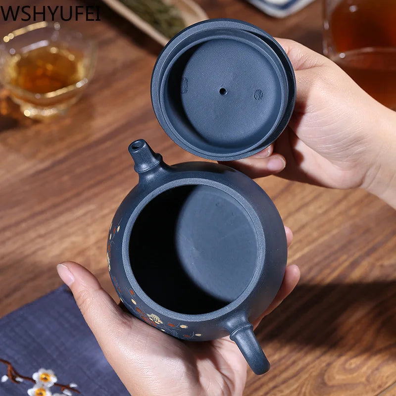 Yixing tea pot purple clay Stone scoop teapot Chinese handmade Tea set Raw ore custom Authentic 188 ball hole filter 240ml