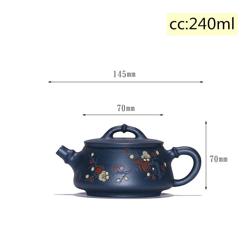 Yixing tea pot purple clay Stone scoop teapot Chinese handmade Tea set Raw ore custom Authentic 188 ball hole filter 240ml