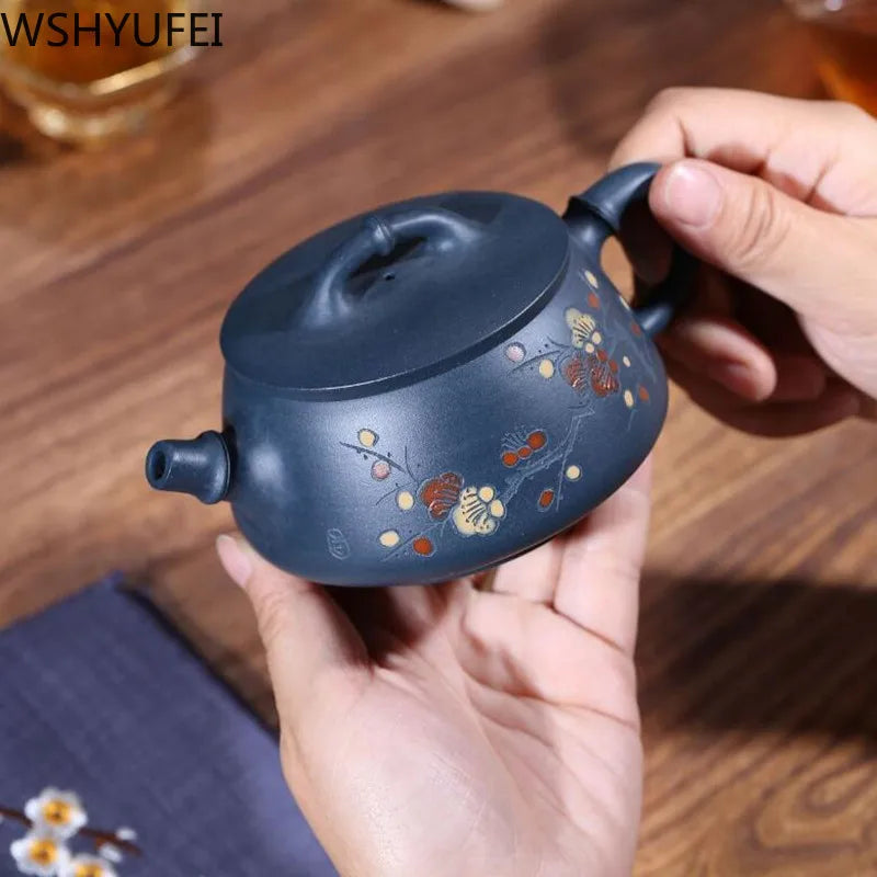 Yixing tea pot purple clay Stone scoop teapot Chinese handmade Tea set Raw ore custom Authentic 188 ball hole filter 240ml