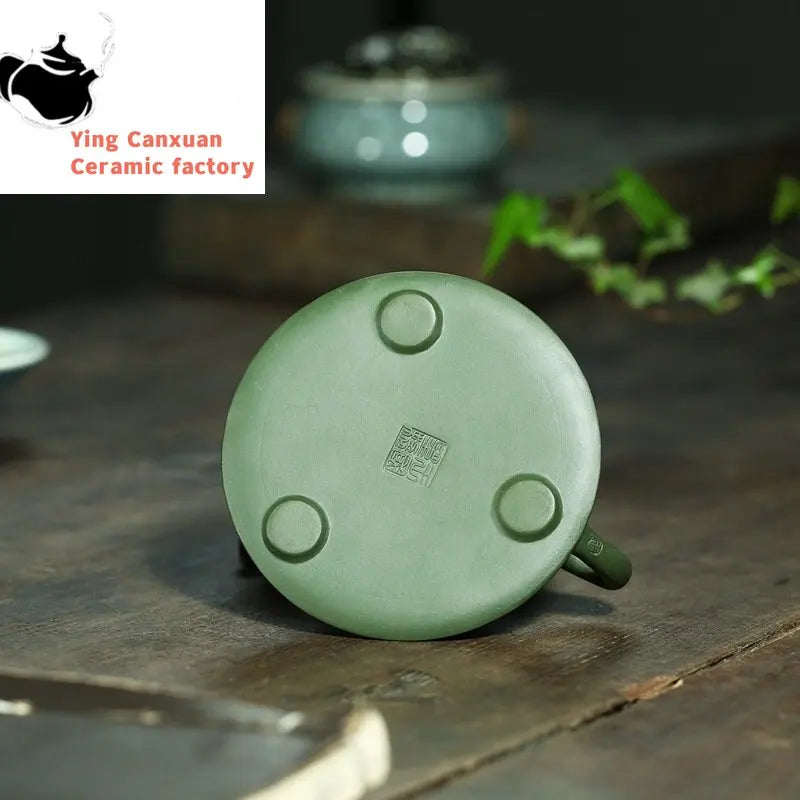 Yixing tea pots Purple Clay Boutique Green clay Flat stone scoop Teapot Handmade beauty kettle Tie Guanyin Puer Tea set 120ml