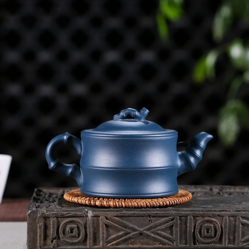 Yixing tea pots Purple Clay Teapot Raw ore Azure mud Bamboo joint beauty kettle Handmade Boutique Teaware 300ml