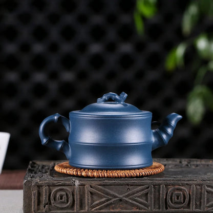 Yixing tea pots Purple Clay Teapot Raw ore Azure mud Bamboo joint beauty kettle Handmade Boutique Teaware 300ml