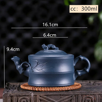 Yixing tea pots Purple Clay Teapot Raw ore Azure mud Bamboo joint beauty kettle Handmade Boutique Teaware 300ml