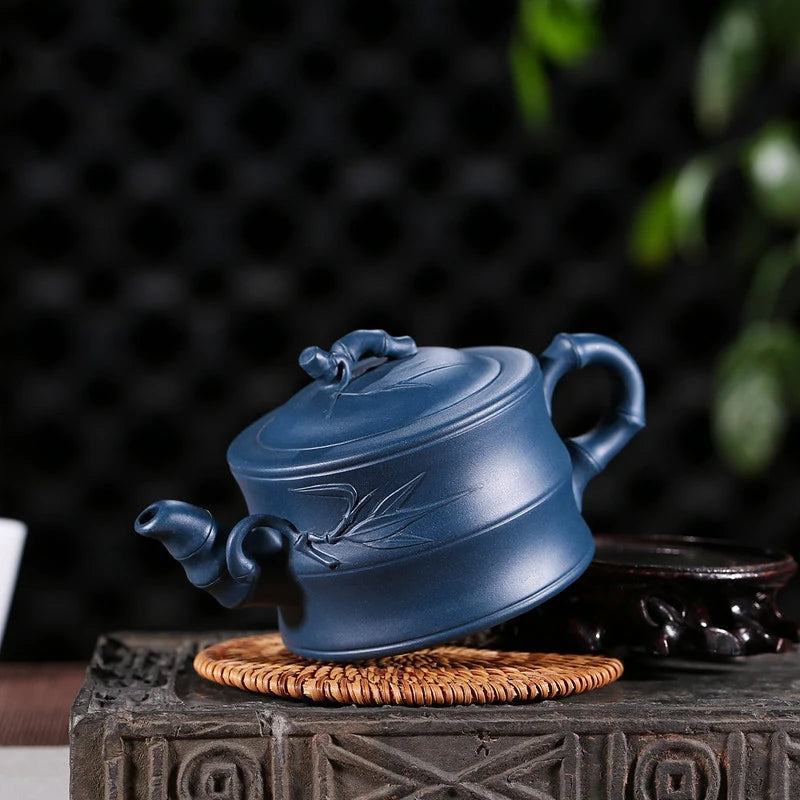 Yixing tea pots Purple Clay Teapot Raw ore Azure mud Bamboo joint beauty kettle Handmade Boutique Teaware 300ml
