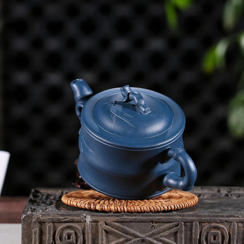 Yixing tea pots Purple Clay Teapot Raw ore Azure mud Bamboo joint beauty kettle Handmade Boutique Teaware 300ml