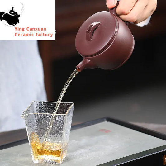 Yixing teapot household tea set single pot raw ore purple mud Han tile purple sand pot pure handmade Chinese teapot