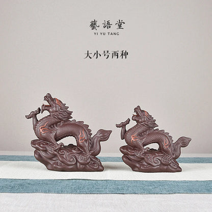 Yiyutang Yixing Fine Zisha Zodiac Dragon Business Booming Tea Ornaments Supportable Handmade Tea Tray Utensils