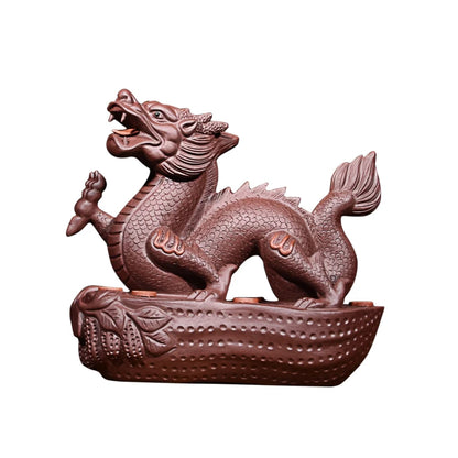 Yiyutang Yixing Fine Zisha Zodiac Dragon Business Booming Tea Ornaments Supportable Handmade Tea Tray Utensils
