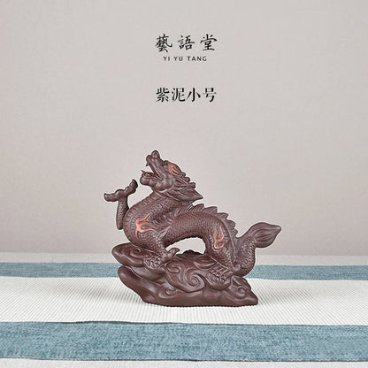 Yiyutang Yixing Fine Zisha Zodiac Dragon Business Booming Tea Ornaments Supportable Handmade Tea Tray Utensils