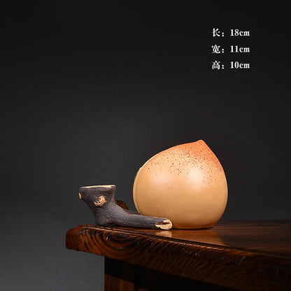 Yiyutang Yixing Raw Ore Purple Sand Longevity Peach Tea Ornaments Cover Holder Lid Decoration Tea Tray Tea Ceremony Utensils Han