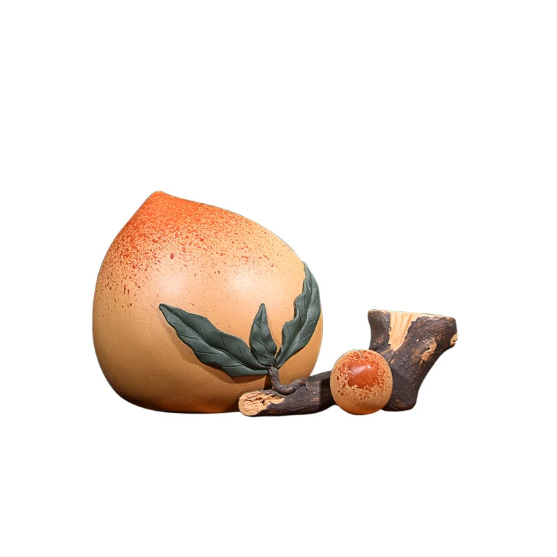 Yiyutang Yixing Raw Ore Purple Sand Longevity Peach Tea Ornaments Cover Holder Lid Decoration Tea Tray Tea Ceremony Utensils Han