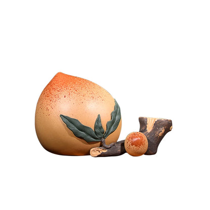Yiyutang Yixing Raw Ore Purple Sand Longevity Peach Tea Ornaments Cover Holder Lid Decoration Tea Tray Tea Ceremony Utensils Han