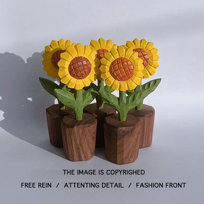 You will always be my sunshine! Sunflower small wood carving healing series ornament,car mounted desktop decoration,holiday gift
