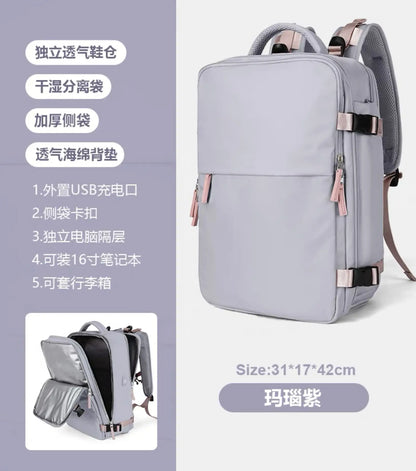 Youth women's Travel Backpack Business Fashion USB Charge Large Outdoor School Knapsack Independent Shoe Laptop Bag 2023