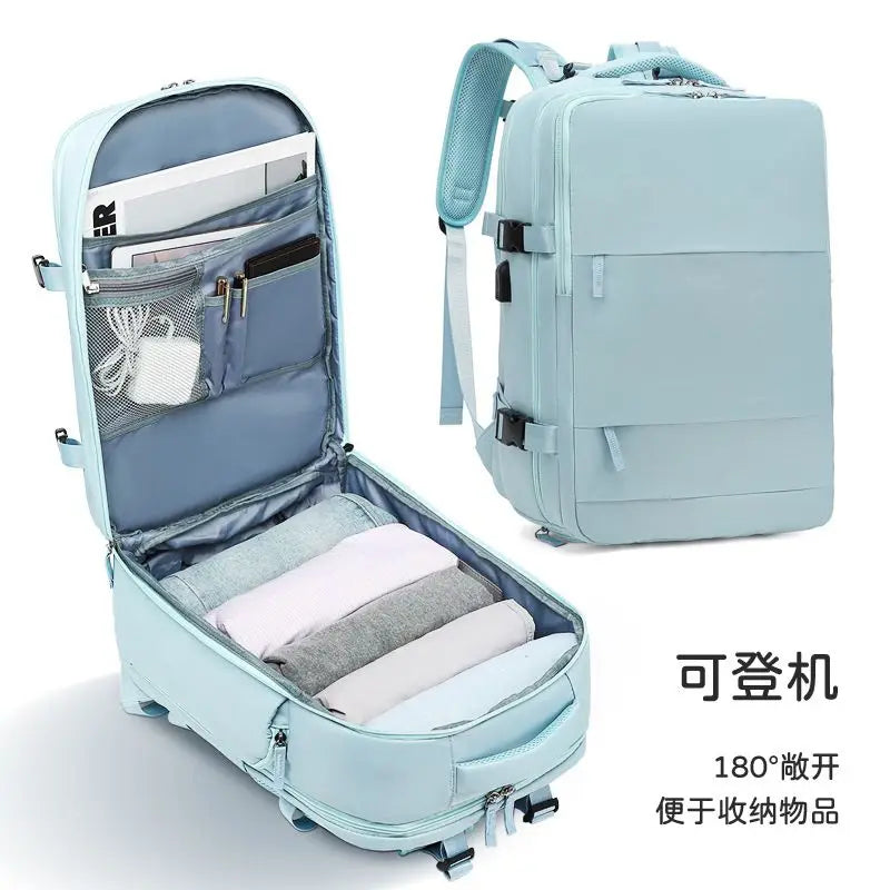 Youth women's Travel Backpack Business Fashion USB Charge Large Outdoor School Knapsack Independent Shoe Laptop Bag 2023