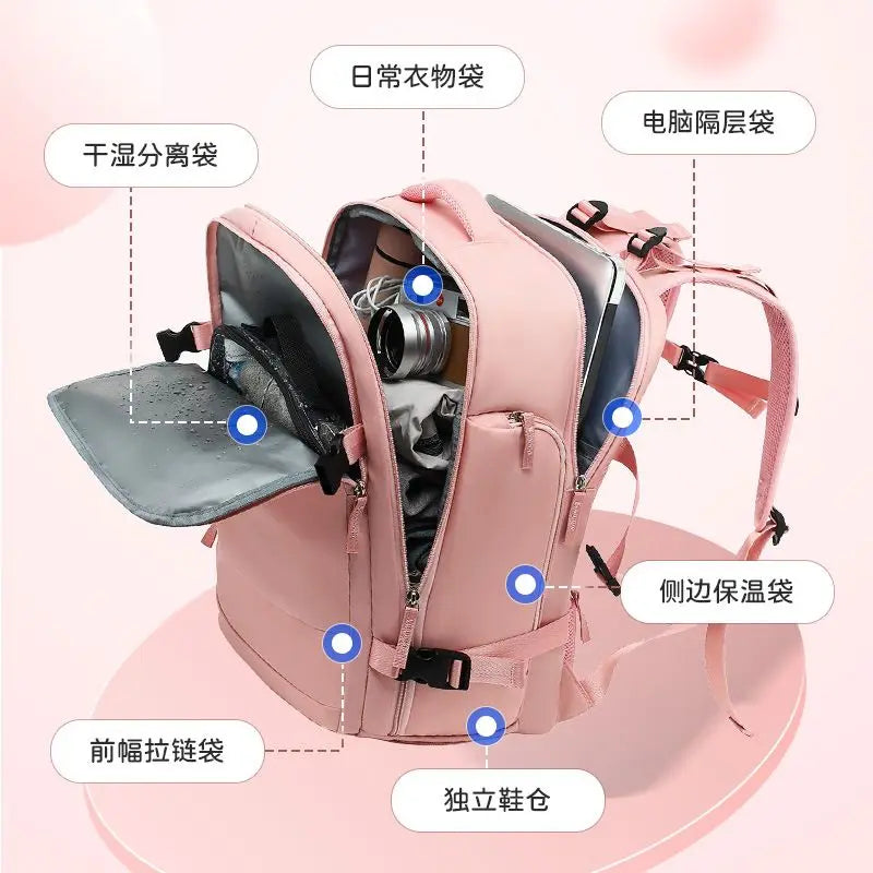 Youth women's Travel Backpack Business Fashion USB Charge Large Outdoor School Knapsack Independent Shoe Laptop Bag 2023