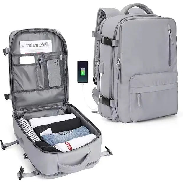 Youth women's Travel Backpack Business Fashion USB Charge Large Outdoor School Knapsack Independent Shoe Laptop Bag 2023