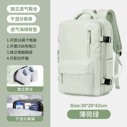 Youth women's Travel Backpack Business Fashion USB Charge Large Outdoor School Knapsack Independent Shoe Laptop Bag 2023