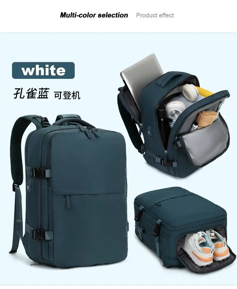 Youth women's Travel Backpack Business Fashion USB Charge Large Outdoor School Knapsack Independent Shoe Laptop Bag 2023