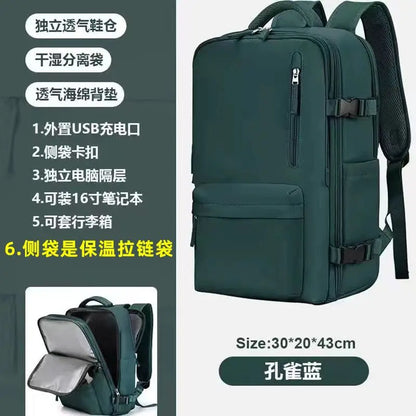 Youth women's Travel Backpack Business Fashion USB Charge Large Outdoor School Knapsack Independent Shoe Laptop Bag 2023