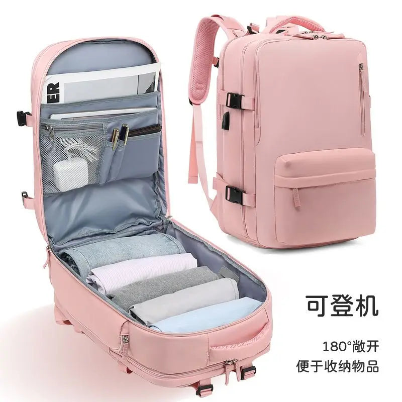 Youth women's Travel Backpack Business Fashion USB Charge Large Outdoor School Knapsack Independent Shoe Laptop Bag 2023