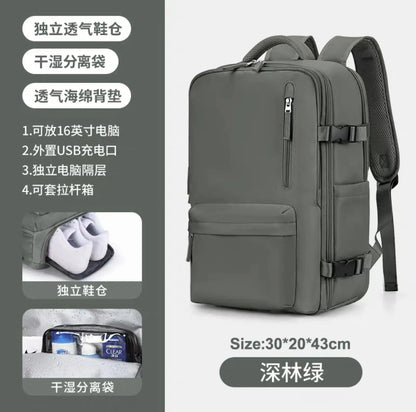 Youth women's Travel Backpack Business Fashion USB Charge Large Outdoor School Knapsack Independent Shoe Laptop Bag 2023