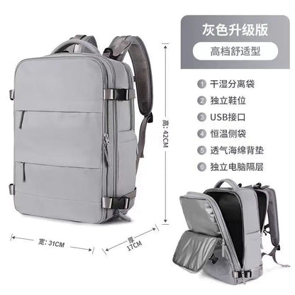 Youth women's Travel Backpack Business Fashion USB Charge Large Outdoor School Knapsack Independent Shoe Laptop Bag 2023