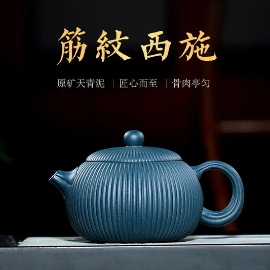 Yuan Youjun Purple Sand Teapot Rib Pattern Begonia Xi Shi Pot Wholesale Rain Medium Sand Handmade Teapot Tea Set One Piece Drops