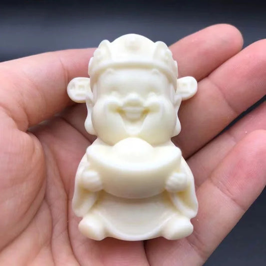 Yuanbao God of Wealth Mini Small Statue  Resin Figure Sculpture Cute Home Room Office Car Flower Pot Decoration Feng Shui Statue