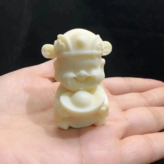 Yuanbao God of Wealth Mini Small Statue  Resin Figure Sculpture Cute Home Room Office Car Flower Pot Decoration Feng Shui Statue