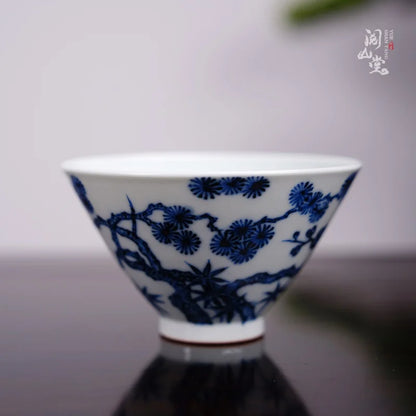 Yueshan Hall | Firewood Kiln Blue and White Master Cup Tea cup Collection Grade Wood Kiln Boutique Jingdezhen Handmade