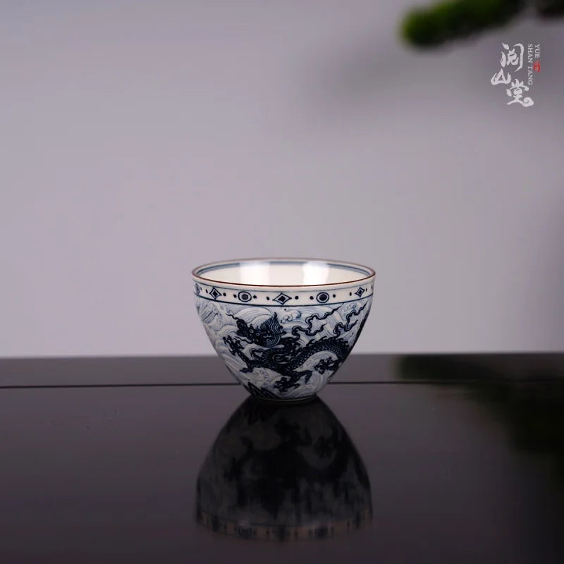 Yueshan Hall | Firewood Kiln Blue and White Master Cup Tea cup Collection Grade Wood Kiln Boutique Jingdezhen Handmade