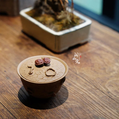 Yueshan Hall | Ganoderma Lucidum for Spring Yixing Clay Gaiwan Raw Ore Old Segment Mud Lightweight Egg-Shell Porcelain Shi Yi