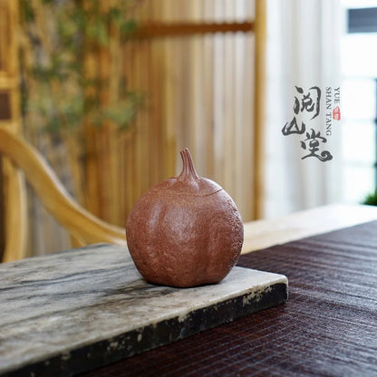 Yueshan Hall | Guana Tea Fragrance Tea Storage Pot Pumpkin Tea Pot Literati Purple Sand Shi Yiting Handmade