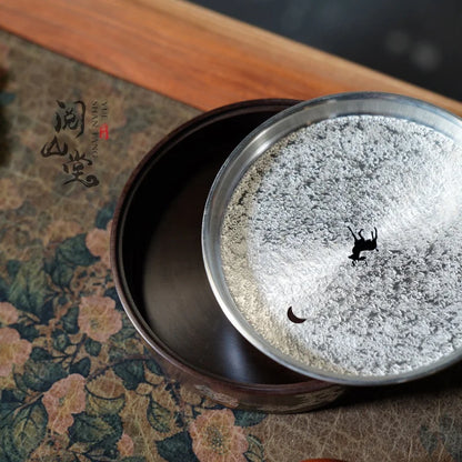Yueshan Hall | Hidden Mountain Pot tray Hand-Punched Tin Cover Paint Gold Painting Craft Tea Mat Ornaments