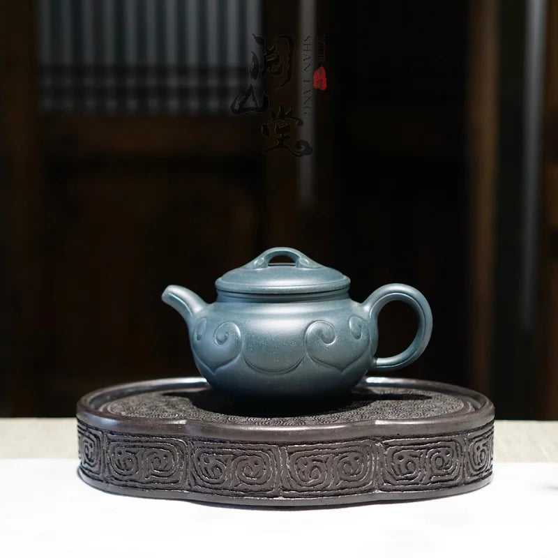 Yueshan Hall | Imitation Drum Ruyi Kettle Rare Mud Material Republic of China Green Purple Clay Pot Chinese Worker Qi Liyun Hand